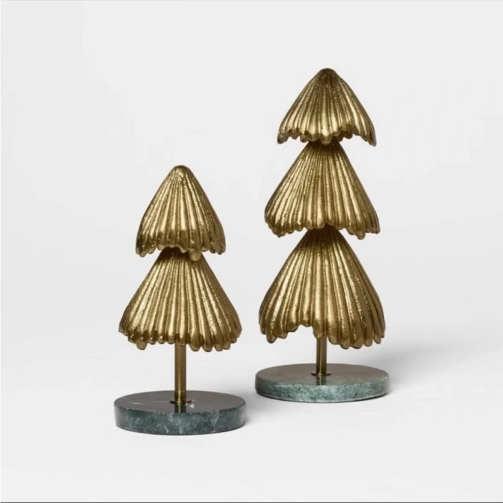 Small Metal Christmas Tree with Marble Base Gold - Threshold with Studio McGee